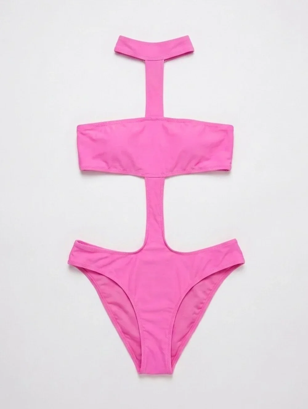 SKIMS Recycled Swim Cut Out Halter Neck Monokini Swimsuit Bikini Taffy Pink
